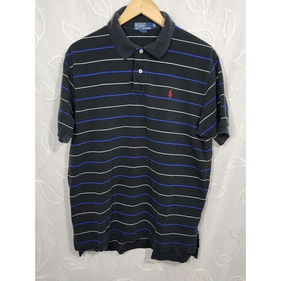 Polo by Ralph Lauren Other - Vintage Polo Ralph Lauren Polo Shirt Men L Black Striped Cotton Y2k